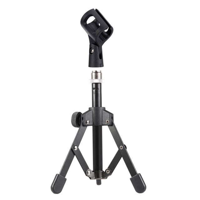 MS-12 Mini Trépied de Microphone de Bureau Pliable et Ajustable avec Support Pince Micro MC3 pour Réunions, Conférences, Balados