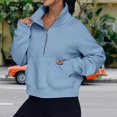 thumbnail image 3 of Stand Collar Fall Clothes Half Zip Women Solid Color Daily Outfit (Coffee XL), 3 of 6