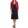thumbnail image 3 of Moxiu Boléro pour Femme Manches 3/4 Léger Ouvert Cardigan Court en Tricot Chandail Court Ensemble Cardigan pour Femmes 2025 Rouge,m, 3 of 8
