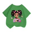 thumbnail image 1 of GDREDA Vêtements Fille Enfant Filles Mignon Mode Imprimé Col Rond Manches Courtes Tee Été Confortable Décontracté Ample T-Shirt Hauts Fille Hauts Vert,2-4 Ans, 1 of 4
