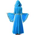 thumbnail image 5 of MKOSPLRT Girls Medieval Princess Dress Renaissance Costume Kids Hooded Robe Dress Bell Long Sleeve Maxi Dress for Halloween Cosplay, 5 of 5