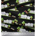 thumbnail image 2 of Soimoi polyester Crepe Fabric Vehicles,Tree & Shops Architectural Print Fabric by the Yard 42 Inch Wide, 2 of 3