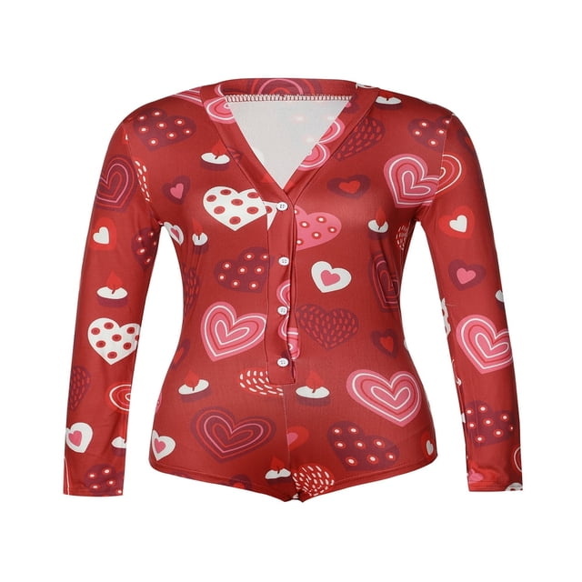 Combinaisons Pyjama pour Femmes, Vêtements de Nuit, Rabat aux Fesses, Tenue de Fête/Boîte de Nuit, Col en V Profond, Combinaisons à Boutons