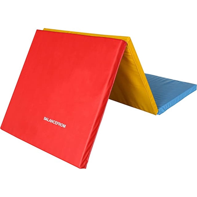 BalanceFrom 6ft x 2ft x 2in 3-Panel All-Purpose Folding Gymnastics Mat, Multicolored