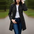 thumbnail image 4 of Manteau Trench Classique pour Femme à Revers Cranté, Style Intemporel à Double Boutonnage, Tissu Résistant à l'Eau, Manches Longues avec Boucles aux Poignets, Coupe Polyvalente Mi-Longue Conçue pour les Vêtements d'Extérieur Décontractés, 4 of 9