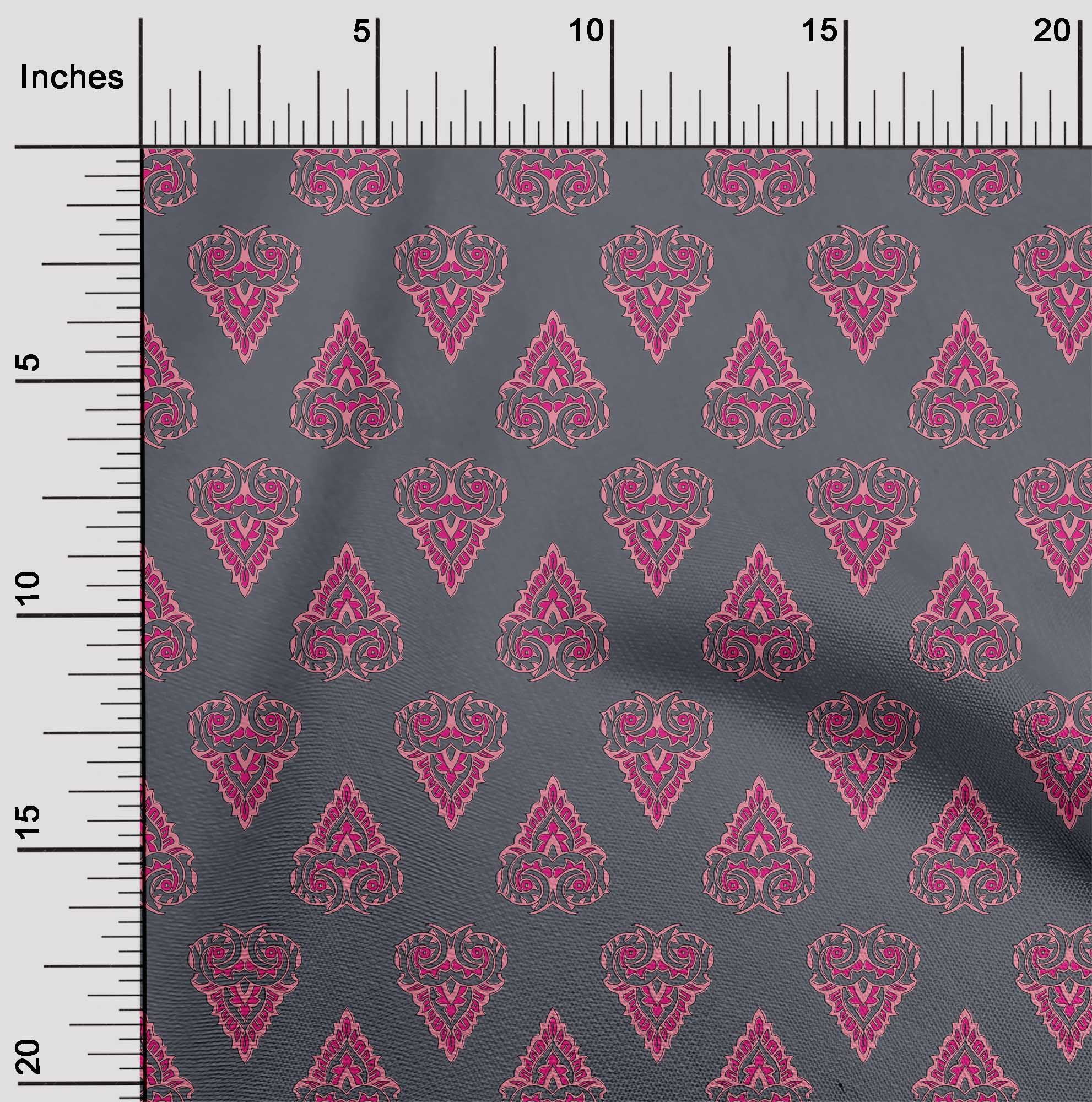 oneOone Cotton Cambric Fabric Leaves & Floral Block Print Sewing Fabric BTY 56 Inch Wide