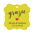 thumbnail image 1 of Darling Souvenir GRAZIE Thank You Wedding Favors Gift Paper Tag Custom Party Hang Tags-Yellow-50 Tags, 1 of 1