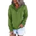 thumbnail image 1 of EQWLJWE Womens 2023 Hooded Snap Button Collar Drawstring Hoodies Pullover Sweatshirts Fall Long Sleeve Tops Shirts with Pocket Plus Size Oversized Sweatshirts For Women Halloween, 1 of 5