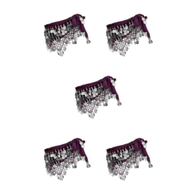 Thinsony Beautiful Belly Dance Waist Chain Intricate Purple Silver 5Set