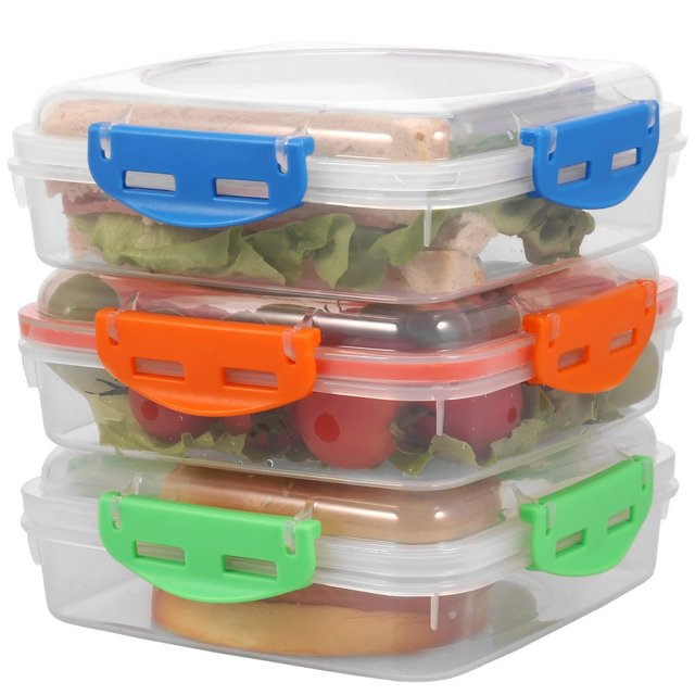 3 Pcs Contenants à Sandwich 16.9oz Contenants de Stockage Alimentaire Boîte à Lunch Réutilisable pour la Maison