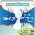 thumbnail image 1 of Always Pure Cotton with FlexFoam Pads, Size 2, Heavy, with Wings, Unscented, 1 of 17