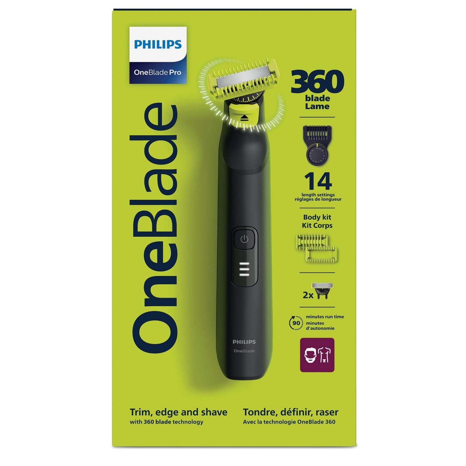 Philips OneBlade 360 Face & Body Pro, Li-Ion, 14-Length Settings
