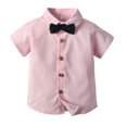 thumbnail image 3 of LSLJS Complet pour Garçons Costume Formel pour Enfants Complets pour Garçons Ados Décontracté T-Shirts à Manches Courtes Col Rond Col Bouton Pantalons Longs Ensembles Tenues de Gentleman Complets Complets pour Garçons Vêtements pour Enfants Tendance 2024, 3 of 8