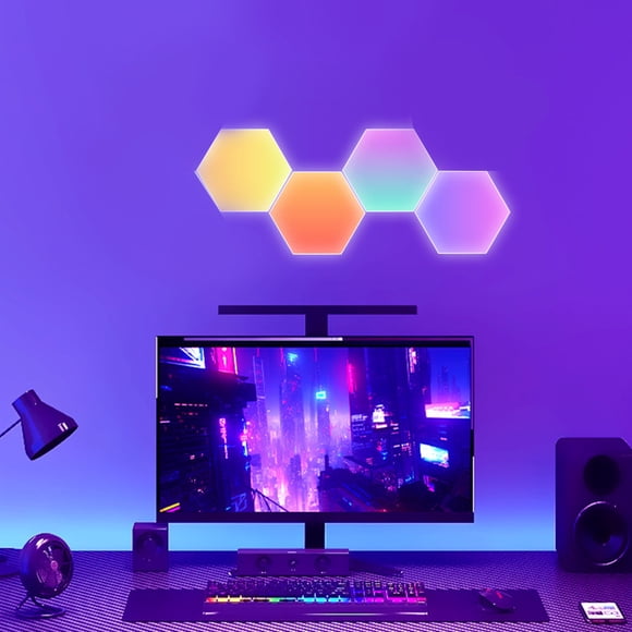 Chmadoxn Home Decor, Room Decor, Hexagonal RGB Intelligent Control And Music Synchronization Hexagonal Light Game Mood Light Background Wall Light Bedroom Pickup Light Game Light Decorative lights