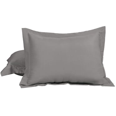 2 Pcs Grey Pillow Shams 1800 SERIES Microfiber Queen Oxford Pillowcases