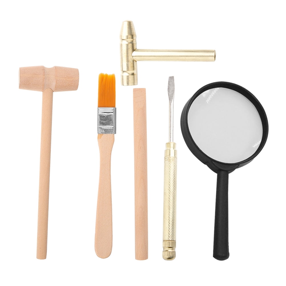 KAKOWELY 1 Set Kids Science Kit Hammer Chisel Brush Set Dinosaur Digging Tool Archaeological Excavation Tools for DIY Digging and Learning,5.51X"X1.57"X0.79"