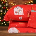thumbnail image 1 of Hitime King Size 4-Piece Christmas Sheet Set - Ultra Soft & Breathable Polyester Bed Sheets, All Season Cooling Bedding with Deep Pockets, Wrinkle & Fade Resistant (Christmas House), 1 of 8