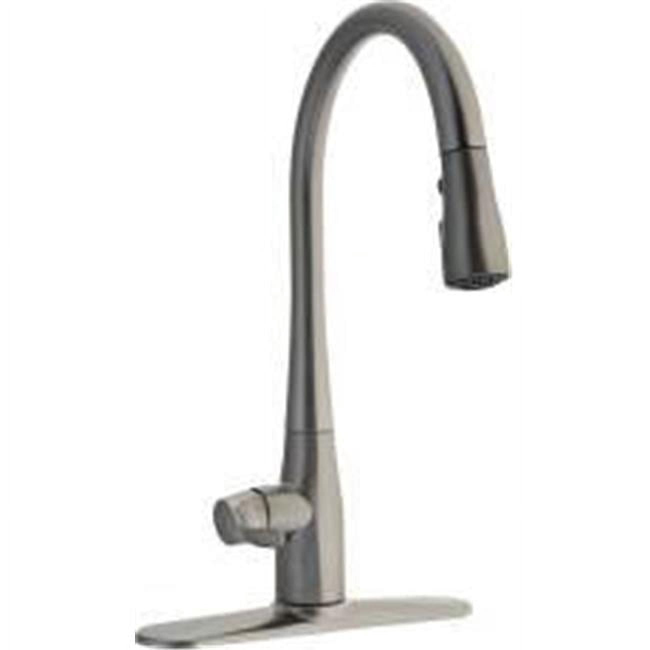 KOHLER 596-VS Simplice, 3 Jets, Robinet d'Évier de Cuisine avec Vaporisateur Rétractable, Voûte Haute, Acier Inoxydable Vibrant