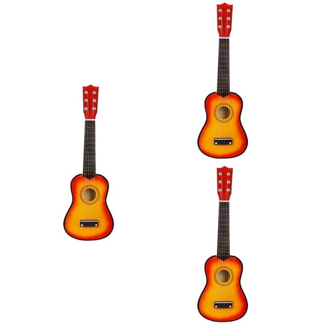 SUTENGDA 3pcs 21 Inch Folk Acoustic Guitar Beginner Music Instrument 6-String Guitar for Home School Kids Music Class Supplies (Sunset Color)