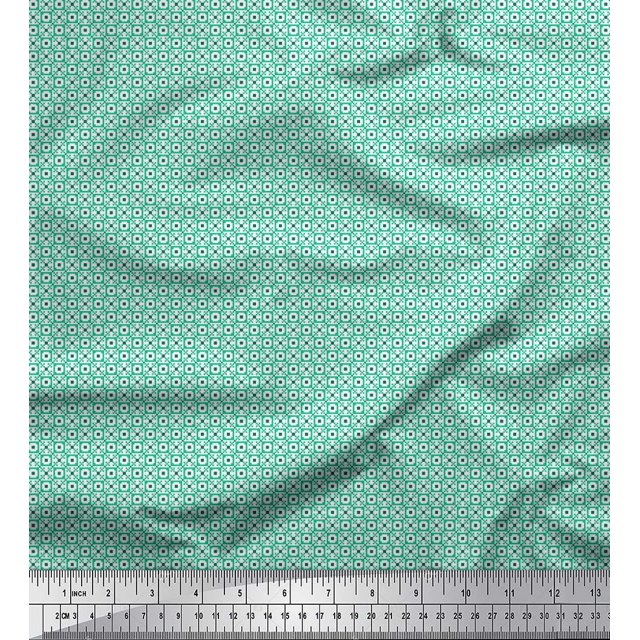 Soimoi Georgette Viscose Fabric Geometric Small Print Fabric by The Yard 42 Inch Wide