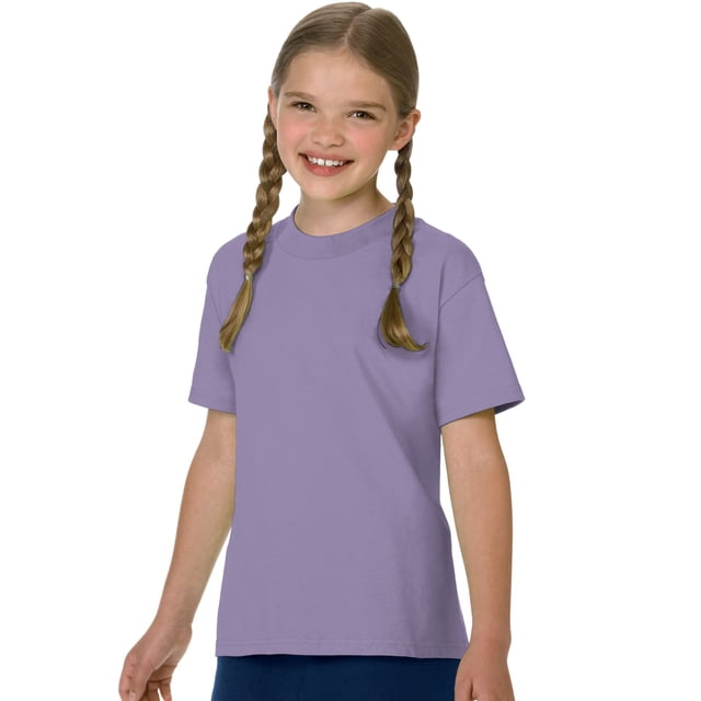 Hanes Authentic TAGLESS Kid`s Cotton T-Shirt, XS, Lavender