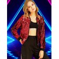 thumbnail image 2 of INSPIRE CHIC Blouson Bomber à Paillettes Scintillantes d'Halloween pour Femme à Manches Longues avec Fermeture Éclair Grand Rouge, 2 of 4