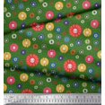 thumbnail image 2 of Soimoi Green Velvet Fabric Dots & Aster Floral Print Fabric by Yard 58 Inch Wide, 2 of 3