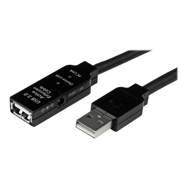StarTech.com 25m USB 2.0 Active Extension Cable M/F - 25 meter USB A Male to USB A Female USB 2.0 Repeater / Extender Cable - Black - 80ft (USB2AAEXT25M) - USB extension cable - USB (F) to USB (M) - USB 2.0 - 82 ft - active - black - for P/N: SVA5H2NEUA, UUSBOTG
