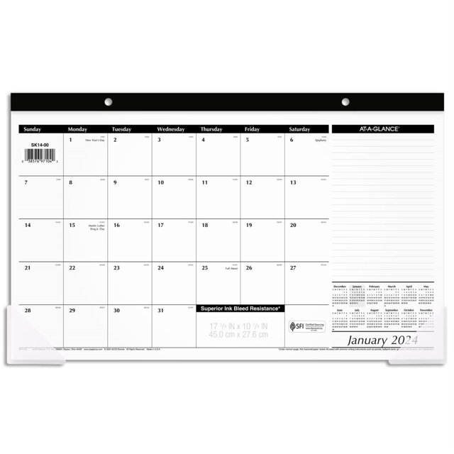 At-A-Glance Bloc-Notes de Bureau Calendrier
