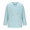 thumbnail image 5 of RXIRUCGD Men's Fashion Fallow Drawstring Solid Color Pockets Long Sleeve V-Neck Tops, Light Blue, Size: L, 5 of 5