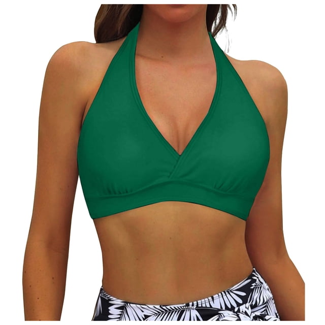 Women Bikini Top Push Up Swimsuit - Removable Padded Bra for Beach and Pool with Adjustable Support