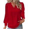thumbnail image 1 of Timegard Plus Size Tops for Women Lace V Neck Puff Long Sleeve Dressy Casual Solid Color Tops Fall, 1 of 5