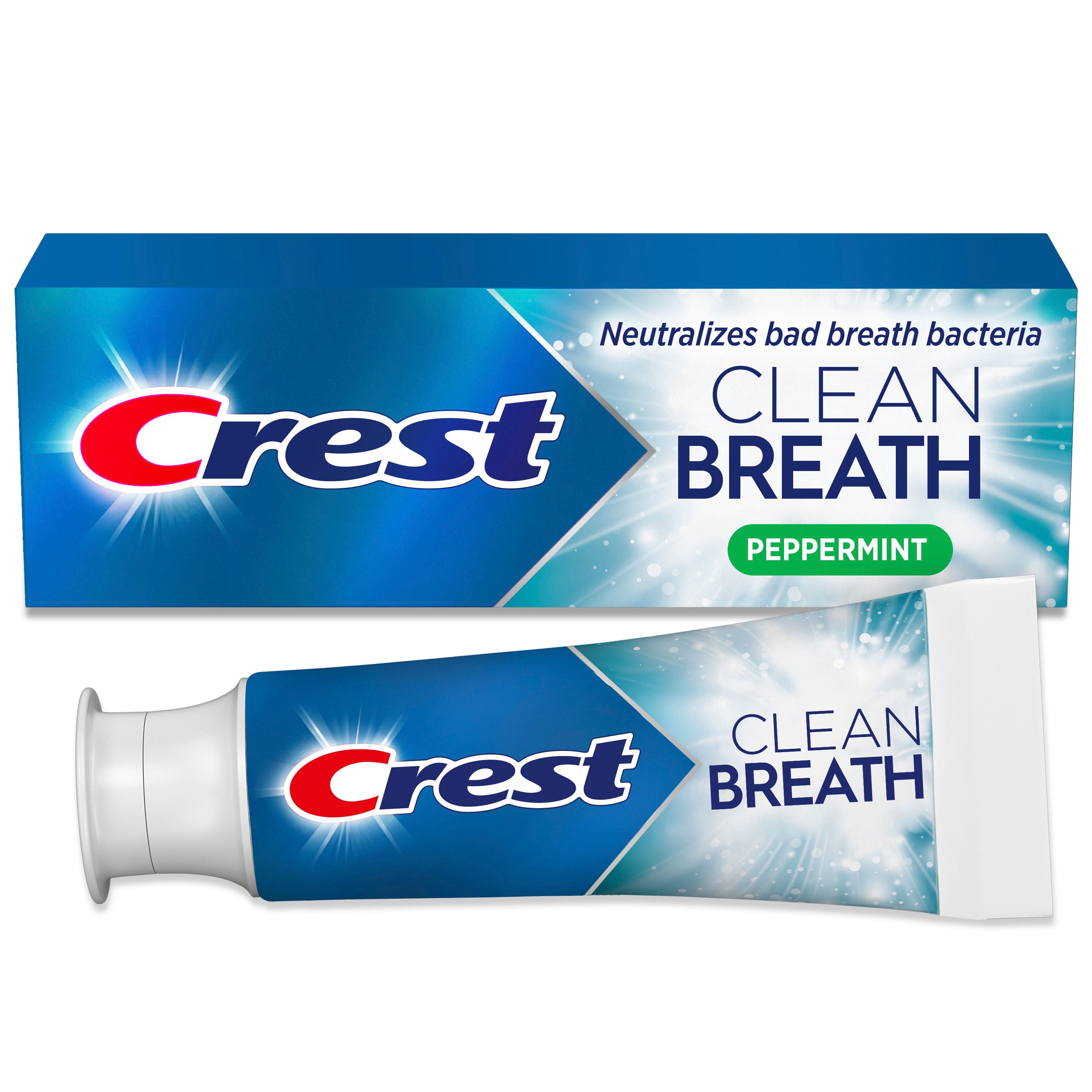 Dentifrice Crest Haleine propre Menthe verte 100 mL : neutralise la mauvaise haleine, protège contre les bactéries, combat la carie, rafraîchit l’haleine, blanchit en douceur