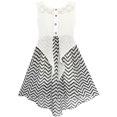 thumbnail image 4 of Robe Fille Dentelle à Chiffon Rayée Noir Blanc Taille Nouée 7 Ans, 4 of 5