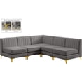 thumbnail image 1 of Meridian Furniture Alina Grey Velvet Modular Sectional, 1 of 17