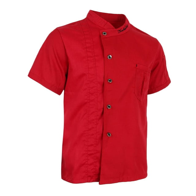 White/Black/Red Solid Chef Jackets Short Sleeves Coat Kitchen Uniforms for Women 3XL