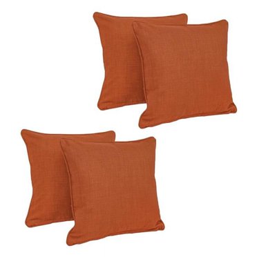 Blazing Needles 9810-CD-S4-REO-SOL-06 18 in. Double-Corded Solid Outdoor Spun Polyester Square Throw Pillows with Inserts, Cinnamon - Set of 4