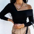 thumbnail image 4 of Mikilon Women Solid Slim Fit Off Shoulder Pullover Long Sleeve Blouse Tops, 4 of 7