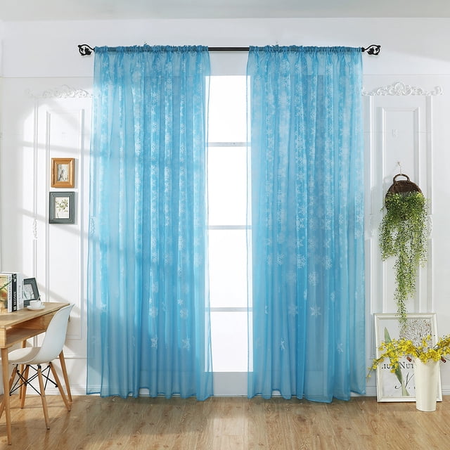 Christmas Decorations Curtain 1PCS Christmas Snowflake Curtain Tulle Window Treatment Voile Drape Valance Polyester curtains