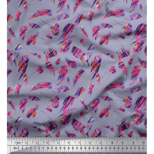 Soimoi polyester Crepe Fabric Brush Stroke Abstract Print Sewing Fabric Yard 42 Inch Wide