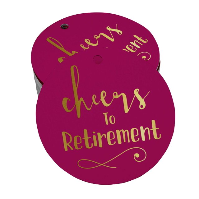 Inkdotpot Real Gold Foil Cheers To Retirement Tags Favor Hang Paper Tags 50 Pieces