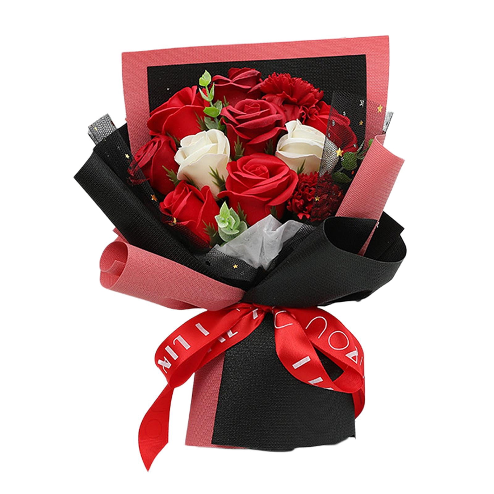 11pcs Soap Artificial Flower Bouquet Artificial Flowers Like Fresh Cut Roses From The Garden , Red A