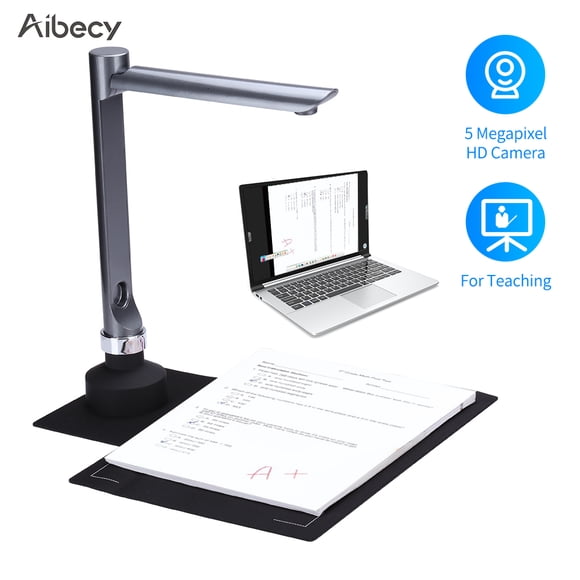 Aibecy F60A USB Document Camera Scanner 5 Mega-Pixel HD Camera A4 Capture Size with LED Light Teaching Software for Teacher Classroom Online Teaching Course Distance Learning Education