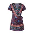 thumbnail image 5 of Summer Women Boho Floral Wrap Dress Ladies Sundress, 5 of 5