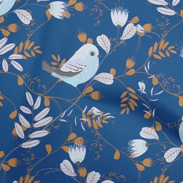 oneOone Polyester Spandex Royal Blue Fabric Rooster Cock Sewing Craft Projects Fabric Prints By Yard 56 Inch Wide