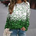 thumbnail image 2 of Penkiiy T-Shirt à Manches Longues Col Rond Imprimé pour Femmes Saint-Patrick Chandail en Molleton Blouse Hauts 2TG Vert, 2 of 4