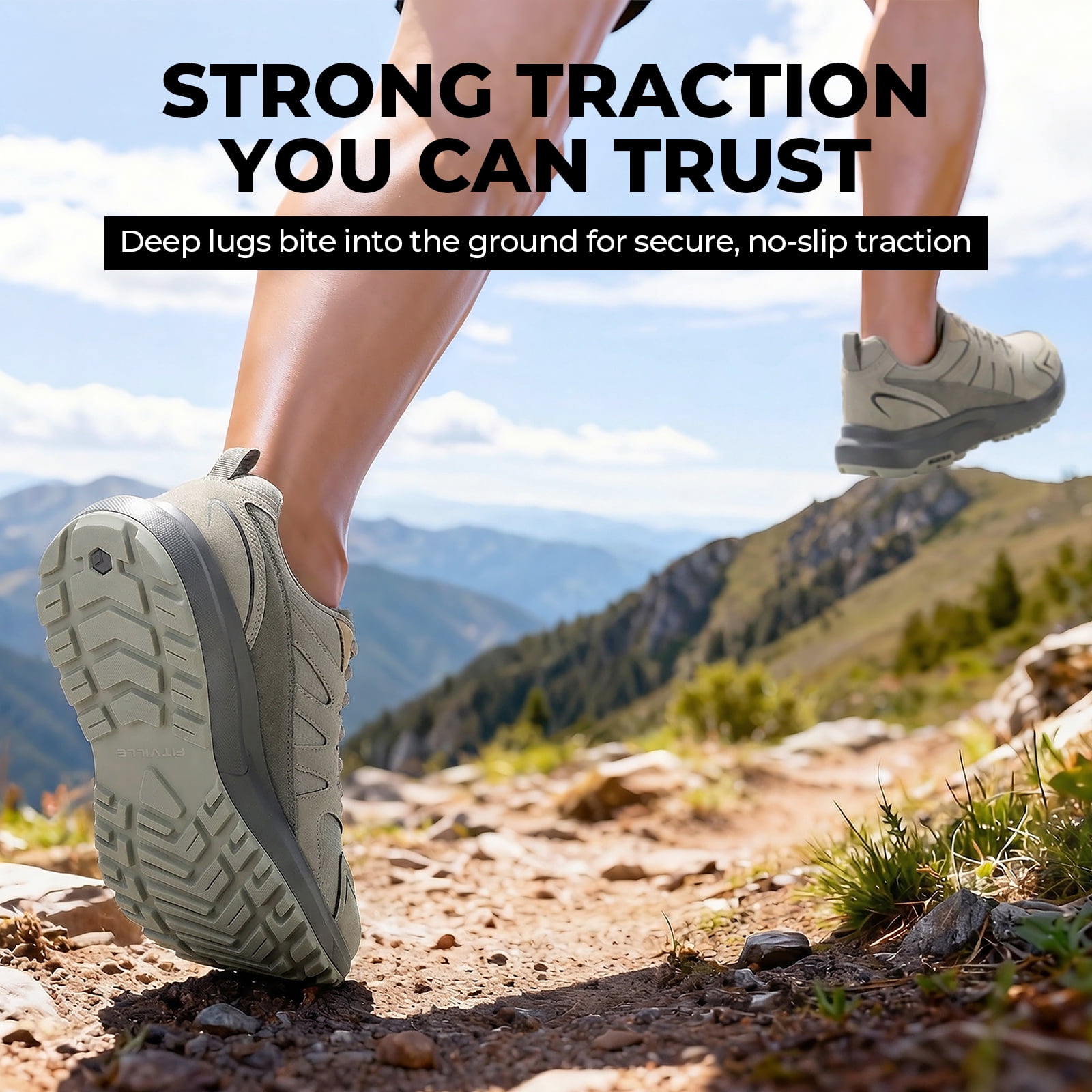 FitVille Men's Wide Hiking Shoes with Arch Support Comfort Outdoor