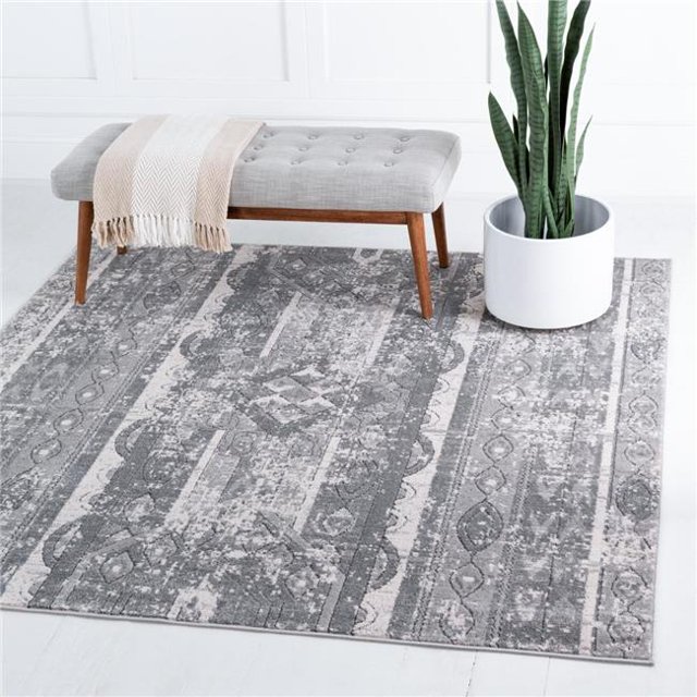 Unique Loom 3147198 4 x 4 Pi Depoe Tapis Carré Portland&44; Gris