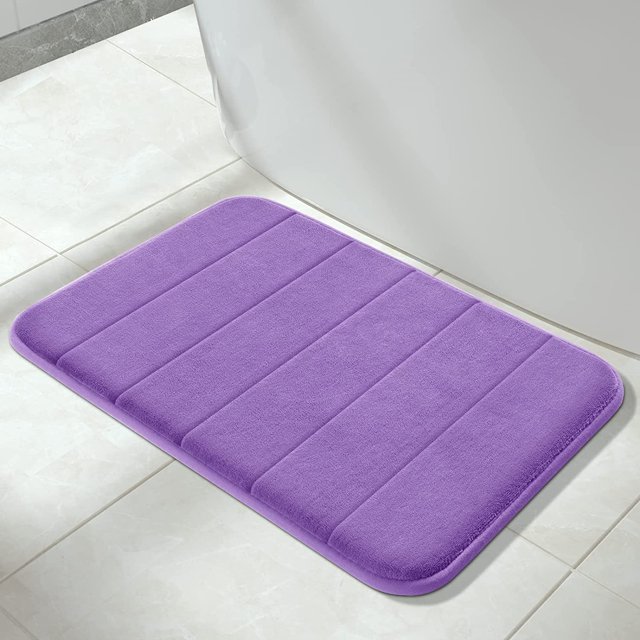 ORUYROP Memory Foam Bath Mat Rug, 24 x 17 Inches, Comfortable, Soft, Super Water Absorption, Machine Wash, Non-Slip, Thick, Easier to Dry for Bathroom Floor Rugs, Lavender