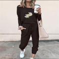 thumbnail image 2 of xiaxaixu Lady's Casual Suit, Long Sleeve Flower Print Pullover, Loose Trousers, 2 of 3